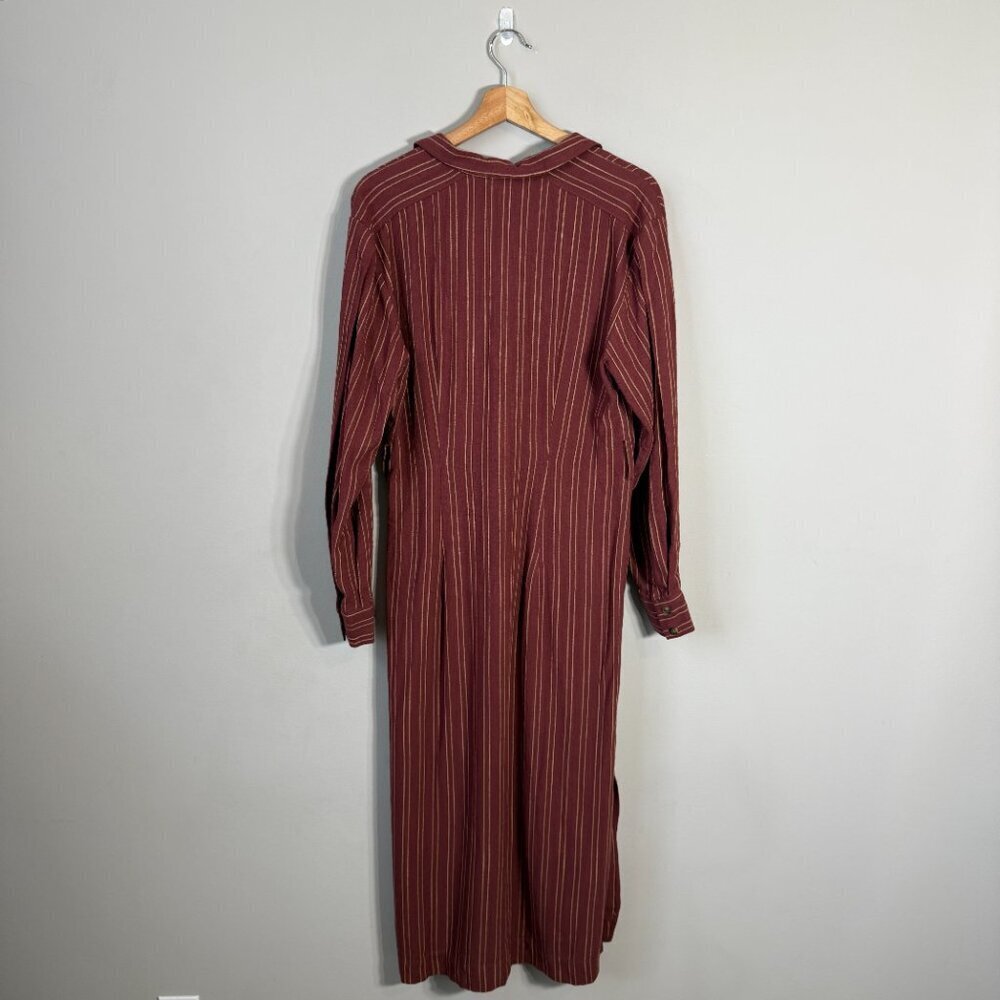 Free People Rust Stripe Midi Shirt Dress - Picture 4 of 15